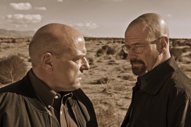 Hank Schrader (Dean Norris) finally uncovers his Heisenberg---his brother-in-law Walter White (Bryan Cranston). Who will win the war in 'Breaking Bad''s final episodes? (photo credit: AMC)